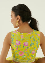 Masoom Minawala in our Ichika Saree Blouse Set - Lime Yellow