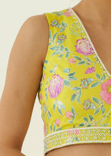 Masoom Minawala in our Ichika Saree Blouse Set - Lime Yellow