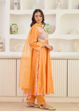 RUBAB KURTA WITH DUPATTA - TANGERINE ORANGE
