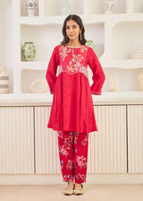ELORA CO-ORD SET - VERMILION RED