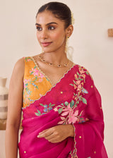 RAAG SAREE - BERRY PINK