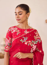 RAAG SAREE - VERMILION RED
