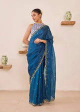 LEIA SAREE - TEAL BLUE