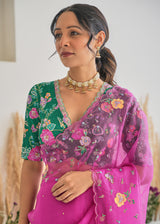 CHANDNI PAHWA IN OUR Avril Saree Blouse Set - Magenta