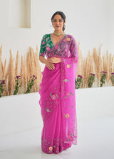 CHANDNI PAHWA IN OUR Avril Saree Blouse Set - Magenta