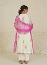 Freya Panelled Crepe Kurta Set - Cream