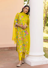 Seri Kurta Set - Chrome Yellow - With Dupatta