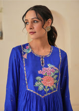 CHIKKY GOENKA IN OUR Jehan Gathered Kurta Set - Royal Blue