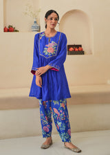 CHIKKY GOENKA IN OUR Jehan Gathered Kurta Set - Royal Blue