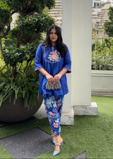 CHIKKY GOENKA IN OUR Jehan Gathered Kurta Set - Royal Blue