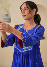 CHIKKY GOENKA IN OUR Jehan Gathered Kurta Set - Royal Blue