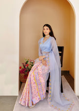 KALYANI PRIYADARSHAN IN OUR Resu Saree Meraki Blouse Set - Powder Blue