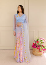 KALYANI PRIYADARSHAN IN OUR Resu Saree Meraki Blouse Set - Powder Blue