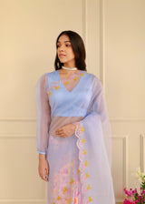 KALYANI PRIYADARSHAN IN OUR Resu Saree Meraki Blouse Set - Powder Blue