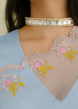 KALYANI PRIYADARSHAN IN OUR Resu Saree Meraki Blouse Set - Powder Blue