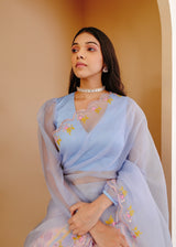 KALYANI PRIYADARSHAN IN OUR Resu Saree Meraki Blouse Set - Powder Blue