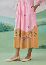 LUMEA COLOURBLOCK DRESS - BLUSH PINK