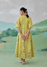 WILLOW DRESS WITH SLEEEVES - OLIVE YELLOW