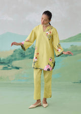 SERRA SHORT KURTA SET - OLIVE YELLOW