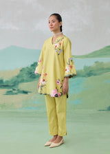 SERRA SHORT KURTA SET - OLIVE YELLOW