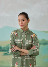 ARIA GRID SHIRT - OLIVE GREEN