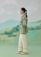 ARIA GRID CO-ORD SET - OLIVE GREEN