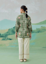 ARIA GRID CO-ORD SET - OLIVE GREEN