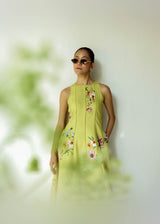 WILLOW SLEEVELESS DRESS - OLIVE YELLOW