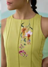 WILLOW SLEEVELESS DRESS - OLIVE YELLOW