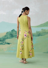 WILLOW SLEEVELESS DRESS - OLIVE YELLOW