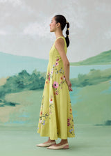 WILLOW SLEEVELESS DRESS - OLIVE YELLOW