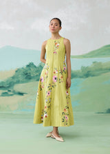 WILLOW SLEEVELESS DRESS - OLIVE YELLOW