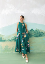 WILLOW SLEEVELESS DRESS - EMERALD GREEN