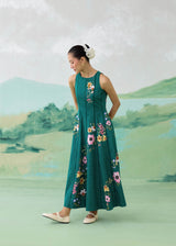 WILLOW SLEEVELESS DRESS - EMERALD GREEN