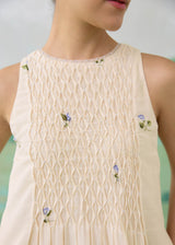 LUMEA COLOURBLOCK SLEEVELESS DRESS - WARM IVORY