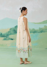 LUMEA COLOURBLOCK SLEEVELESS DRESS - WARM IVORY
