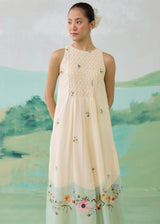 LUMEA COLOURBLOCK SLEEVELESS DRESS - WARM IVORY