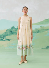LUMEA COLOURBLOCK SLEEVELESS DRESS - WARM IVORY