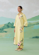 AUREA LONG KURTA WITH PANTS - BUTTER YELLOW