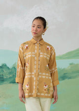 ARIA GRID SHIRT - WARM OCHRE