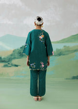 SERRA SHORT KURTA SET - EMERALD GREEN