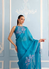 AARZOO SAREE AND RUH BLOUSE SET - CERULEAN BLUE