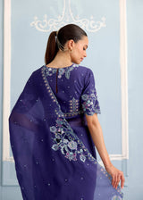 AARZOO SAREE AND RUH BLOUSE SET - DEEP INDIGO