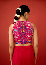 AAFREEN DRAPED SKIRT SET - RED