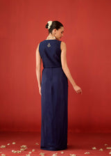 ZEHRA DRAPED SKIRT SET - DEEP INDIGO