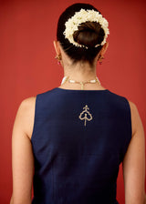 ZEHRA DRAPED SKIRT SET - DEEP INDIGO