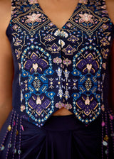 ZEHRA DRAPED SKIRT SET - DEEP INDIGO
