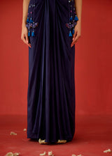 ZEHRA DRAPED SKIRT SET - DEEP INDIGO