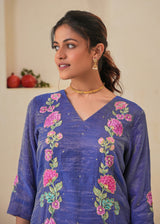 Rehaab Tissue Kurta Set - Purple