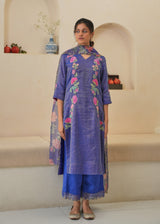 Rehaab Tissue Kurta Set - Purple